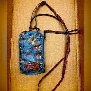 Sakroots Artist Colorful Canvas abstract Floral & Owl Wallet/Wristlet/Crossbody